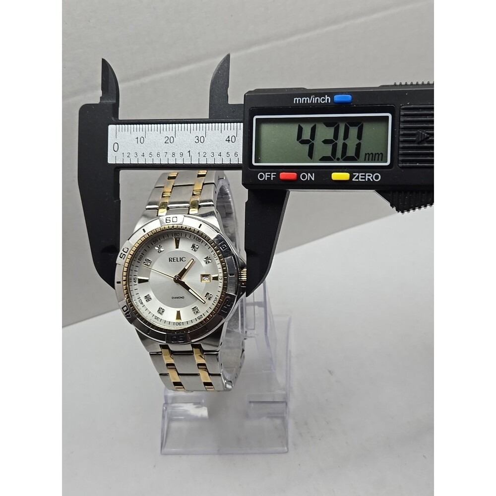 Relic By Fossil Gold Silver Two Tone Diamond Date… - image 5